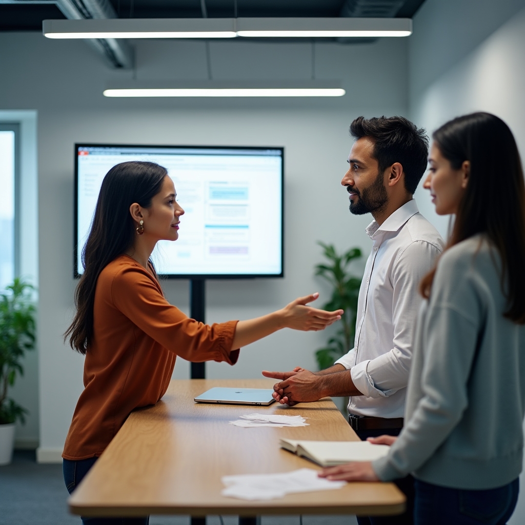 Kleines Team arbeitet gemeinsam an Prozessdokumentation im modernen Büro