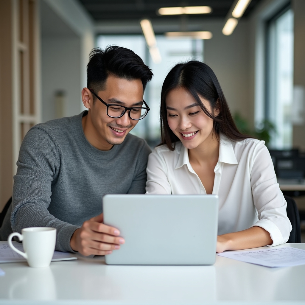 Team bei der Einarbeitung neuer Kollegen mit digitalen Unterlagen